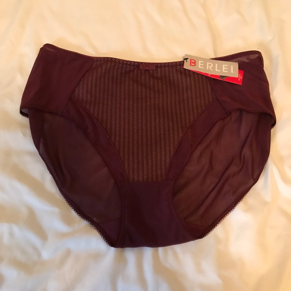 Berlei stripe front mesh sides burgundy briefs size XXXL